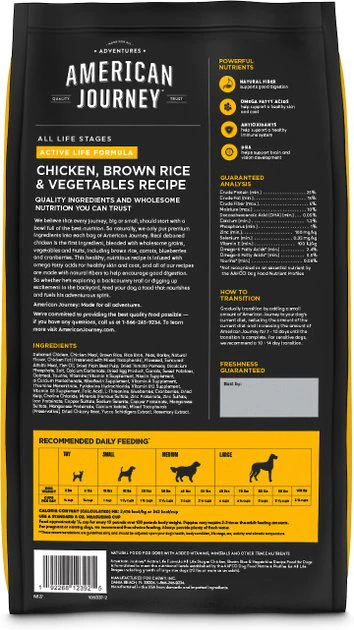 American Journey Active Life Formula Chicken, Brown Rice & Vegetables Recipe Dry Dog Food, 4-lb bag American Journey Active Life Formula Chicken, Brown Rice & Vegetables Recipe Dry Dog Food -American Journey Sales 2024 109337 PT2. SY630 V1649100406