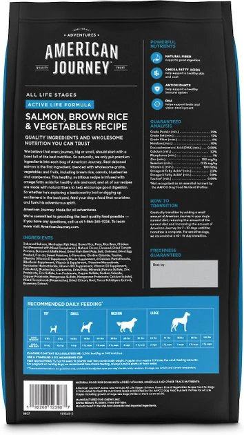 American Journey Active Life Formula Salmon, Brown Rice & Vegetables Recipe Dry Dog Food, 4-lb bag American Journey Active Life Formula Salmon, Brown Rice & Vegetables Recipe Dry Dog Food -American Journey Sales 2024 109345 PT2. SY630 V1649100385