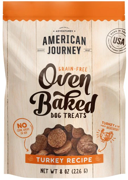 American Journey Turkey Recipe Grain-Free Oven Baked Crunchy Biscuit Dog Treats 3 American Journey Turkey Recipe Grain-Free Oven Baked Crunchy Biscuit Dog Treats