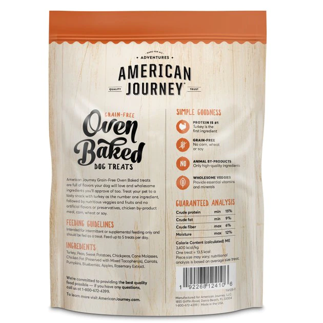American Journey Turkey Recipe Grain-Free Oven Baked Crunchy Biscuit Dog Treats 4 American Journey Turkey Recipe Grain-Free Oven Baked Crunchy Biscuit Dog Treats - Image 2