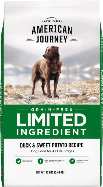 American Journey Limited Ingredient Duck & Sweet Potato Recipe Grain-Free Dry Dog Food, 12-lb bag American Journey Limited Ingredient Duck & Sweet Potato Recipe Grain-Free Dry Dog Food -American Journey Sales 2024 121305 MAIN. SY630 V1498056346