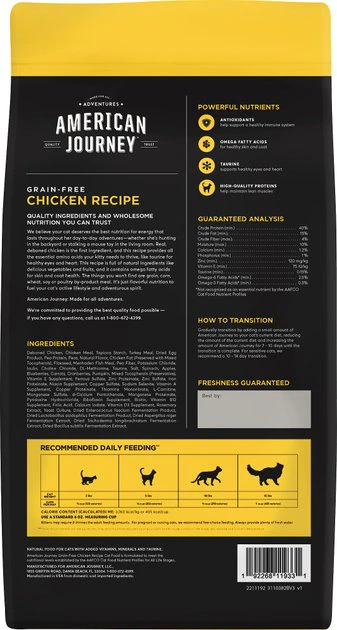 American Journey Chicken Recipe Grain-Free Dry Cat Food, 5-lb bag American Journey Chicken Recipe Grain-Free Dry Cat Food -American Journey Sales 2024 131577 PT1. SY630 V1511906615