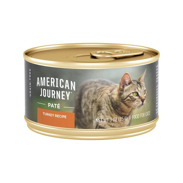 American Journey Pate Turkey Recipe Grain-Free Canned Cat Food, 3-oz, case of 24 American Journey Pate Turkey Recipe Grain-Free Canned Cat Food -American Journey Sales 2024 133905 MAIN. SY630 V1626380768