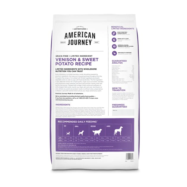 American Journey Limited Ingredient Venison & Sweet Potato Recipe Grain-Free Dry Dog Food, 12-lb bag American Journey Limited Ingredient Venison & Sweet Potato Recipe Grain-Free Dry Dog Food -American Journey Sales 2024 140925 PT1. SY630 V1617892025