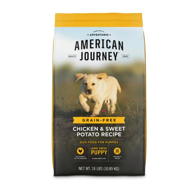 American Journey Large Breed Puppy Chicken & Sweet Potato Recipe Grain-Free Dry Dog Food, 24-lb bag American Journey Large Breed Puppy Chicken & Sweet Potato Recipe Grain-Free Dry Dog Food -American Journey Sales 2024 151816 MAIN. SY630 V1544644037