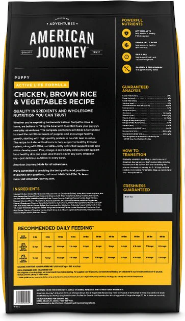 American Journey Active Life Formula Puppy Chicken, Brown Rice & Vegetables Recipe Dog Food, 28-lb bag American Journey Active Life Formula Puppy Chicken, Brown Rice & Vegetables Recipe Dog Food -American Journey Sales 2024 151822 PT2. SY630 V1649100413