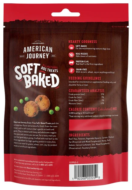 American Journey Beef Recipe Grain-Free Soft-Baked Dog Treats, 8-oz bag American Journey Beef Recipe Grain-Free Soft-Baked Dog Treats -American Journey Sales 2024 153912 PT1. SY630 V1551800225