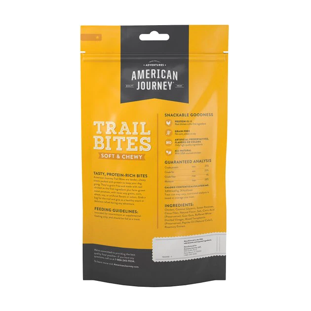 American Journey Chicken Recipe Trail Bites Grain-Free Soft & Chewy Dog Treats, 8-oz bag American Journey Chicken Recipe Trail Bites Grain-Free Soft & Chewy Dog Treats, 8-oz bag -American Journey Sales 2024 162200 PT1. SY630 V1566225421