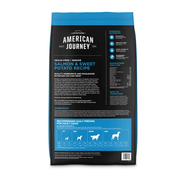 American Journey Senior Salmon & Sweet Potato Recipe Grain-Free Dry Dog Food, 24-lb bag American Journey Senior Salmon & Sweet Potato Recipe Grain-Free Dry Dog Food, 24-lb bag -American Journey Sales 2024 183116 PT1. SY630 V1580235218