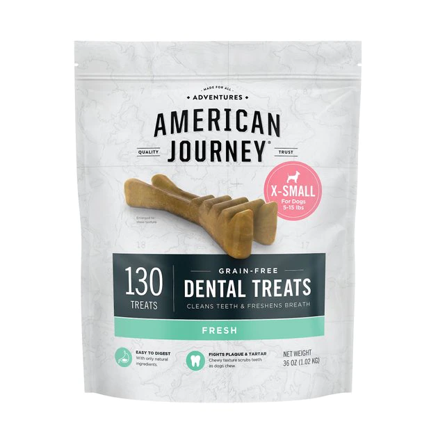 American Journey Extra-Small Grain-Free Fresh Dental Dog Treats, 36-oz bag, 130 count American Journey Extra-Small Grain-Free Fresh Dental Dog Treats -American Journey Sales 2024 213566 MAIN. SY630 V1603840291