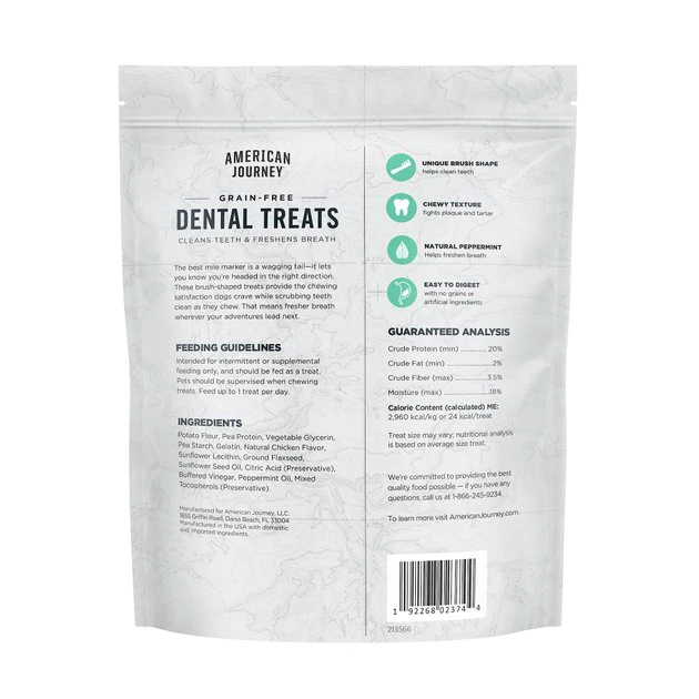 American Journey Extra-Small Grain-Free Fresh Dental Dog Treats, 36-oz bag, 130 count American Journey Extra-Small Grain-Free Fresh Dental Dog Treats -American Journey Sales 2024 213566 PT2. SY630 V1600468893