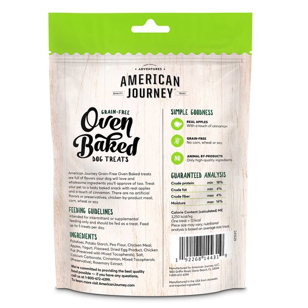 American Journey Apples & Cinnamon Flavor Grain-Free Oven Baked Crunchy Biscuit Dog Treats, 8-oz bag American Journey Apples & Cinnamon Flavor Grain-Free Oven Baked Crunchy Biscuit Dog Treats -American Journey Sales 2024 241529 PT1. SY630 V1608353840