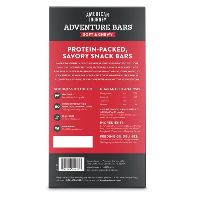 American Journey Adventure Bars Beef & Carrot Recipe Grain-Free Soft & Chewy Dog Treats, 8 Count American Journey Adventure Bars Beef & Carrot Recipe Grain-Free Soft & Chewy Dog Treats -American Journey Sales 2024 261561 PT1. SY630 V1616612839