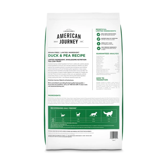 American Journey Grain-Free Limited Ingredient Duck & Pea Recipe Dry Cat Food, 12lb bag American Journey Grain-Free Limited Ingredient Duck & Pea Recipe Dry Cat Food, 12lb bag -American Journey Sales 2024 285447 PT1. SY630 V1628173900