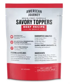 American Journey Savory Toppers Beef Recipe in Gravy Grain-Free Dog Food Topper, 3-oz pouches, case of 24 -American Journey Sales 2024 286953 PT1. SY630 V1628536022