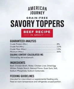 American Journey Savory Toppers Beef Recipe in Gravy Grain-Free Dog Food Topper, 3-oz pouches, case of 24 -American Journey Sales 2024 286953 PT7. SY630 V1628535748