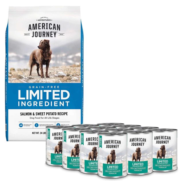 American Journey Limited Ingredient Salmon & Sweet Potato Recipe Grain-Free Dry Food + Limited Ingredient Diet Lamb & Sweet Potato Recipe Grain-Free Canned Dog Food American Journey Limited Ingredient Salmon & Sweet Potato Recipe Grain-Free Dry Food + Limited Ingredient Diet Lamb & Sweet Potato Recipe Grain-Free Canned Dog Food -American Journey Sales 2024 292610 MAIN. SY630 V1619983323