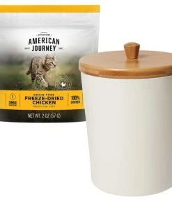 American Journey||Frisco American Journey 100% Chicken Freeze-Dried Grain-Free Cat Treats + Frisco Melamine Dog & Cat Treat Jar with Bamboo Lid, 8 Cups