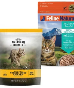 American Journey||Feline Natural American Journey 100% Chicken Freeze-Dried Grain-Free Cat Treats, 5-oz bag + Feline Natural Beef & Hoki Feast Grain-Free Freeze-Dried Cat Food, 11-oz bag