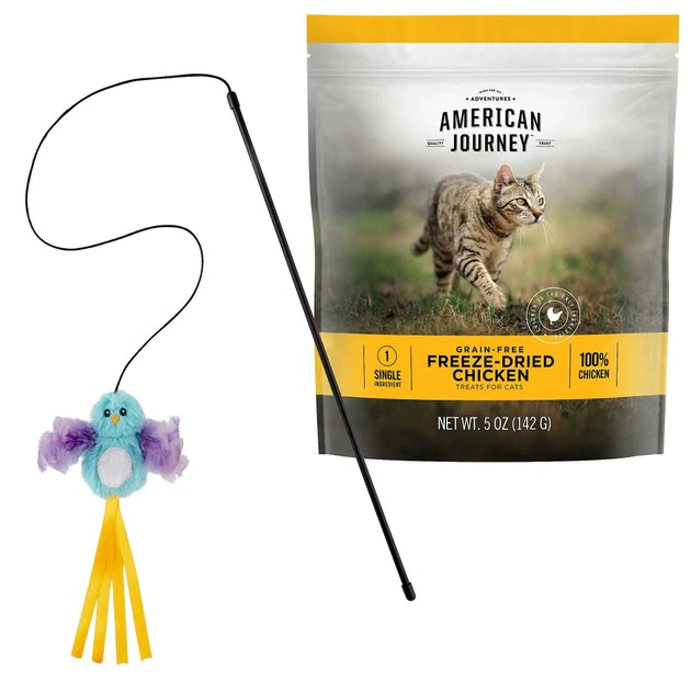 American Journey 100% Chicken Freeze-Dried Grain-Free Cat Treats, 5-oz bag + Frisco Bird Teaser with Feathers Cat Toy, Blue American Journey||Frisco American Journey 100% Chicken Freeze-Dried Grain-Free Cat Treats, 5-oz bag + Frisco Bird Teaser with Feathers Cat Toy, Blue -American Journey Sales 2024 297664 MAIN. SY630 V1621266746