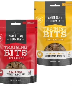American Journey Beef Recipe Grain-Free Soft & Chewy Training Bits Dog Treats, 4-oz bag + American Journey Chicken Recipe Grain-Free Soft & Chewy Training Bits Dog Treats, 4-oz bag