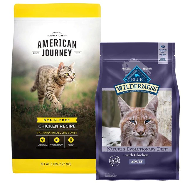 American Journey Chicken Recipe Grain-Free Dry Cat Food, 5-lb bag + Blue Buffalo Wilderness Chicken Recipe Grain-Free Dry Cat Food, 6-lb bag American Journey||Blue Buffalo American Journey Chicken Recipe Grain-Free Dry Cat Food, 5-lb bag + Blue Buffalo Wilderness Chicken Recipe Grain-Free Dry Cat Food, 6-lb bag -American Journey Sales 2024 297688 MAIN. SY630 V1623251569