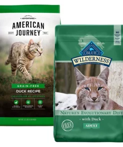American Journey||Blue Buffalo American Journey Duck Recipe Grain-Free Dry Cat Food, 12-lb bag + Blue Buffalo Wilderness Duck Recipe Grain-Free Dry Cat Food, 11-lb bag