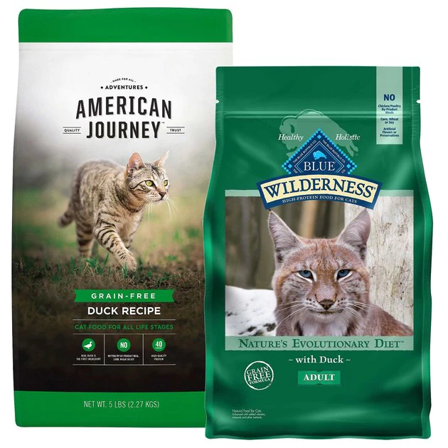 American Journey Duck Recipe Grain-Free Dry Cat Food, 5-lb bag + Blue Buffalo Wilderness Duck Recipe Grain-Free Dry Cat Food, 5-lb bag American Journey||Blue Buffalo American Journey Duck Recipe Grain-Free Dry Cat Food, 5-lb bag + Blue Buffalo Wilderness Duck Recipe Grain-Free Dry Cat Food, 5-lb bag -American Journey Sales 2024 297694 MAIN. SY630 V1623253961