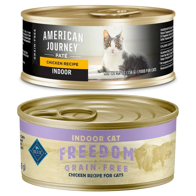 American Journey Indoor Pate Chicken Recipe Grain-Free Canned Cat Food, 5.5-oz, case of 24 + Blue Buffalo Freedom Indoor Adult Chicken Recipe Grain-Free Canned Cat Food, 5.5-oz, case of 24 American Journey||Blue Buffalo American Journey Indoor Pate Chicken Recipe Grain-Free Canned Cat Food, 5.5-oz, case of 24 + Blue Buffalo Freedom Indoor Adult Chicken Recipe Grain-Free Canned Cat Food, 5.5-oz, case of 24 -American Journey Sales 2024 297714 MAIN. SY630 V1621303948