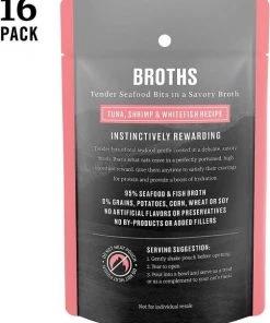 American Journey Landmark Broths Tuna, Shrimp and Whitefish Recipe Wet Cat Food Complement Pouches, 1.4 oz case of 16 + American Journey Landmark Broths Chicken, Carrots and Pumpkin Recipe Wet Cat Food Complement Pouches, 1.4 oz case of 16 -American Journey Sales 2024 297744 PT2. SY630 V1621261038