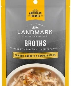 American Journey Landmark Broths Tuna, Shrimp and Whitefish Recipe Wet Cat Food Complement Pouches, 1.4 oz case of 16 + American Journey Landmark Broths Chicken, Carrots and Pumpkin Recipe Wet Cat Food Complement Pouches, 1.4 oz case of 16 -American Journey Sales 2024 297744 PT5. SY630 V1621261042