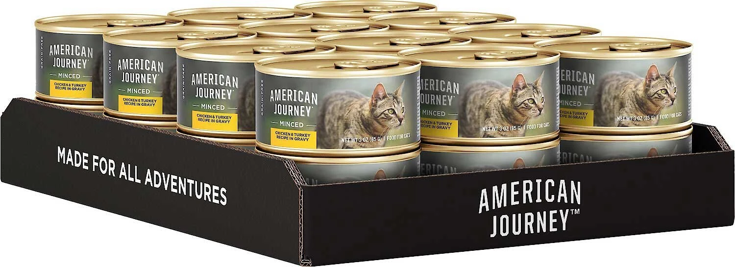 American Journey Minced Chicken & Turkey Recipe in Gravy Grain-Free Canned Cat Food, 3-oz, case of 24 + Wellness Minced Chicken Dinner Grain-Free Canned Cat Food, 3-oz, case of 24 American Journey||Wellness American Journey Minced Chicken & Turkey Recipe in Gravy Grain-Free Canned Cat Food, 3-oz, case of 24 + Wellness Minced Chicken Dinner Grain-Free Canned Cat Food, 3-oz, case of 24 -American Journey Sales 2024 297762 PT3. SY630 V1623339153