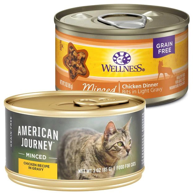 American Journey Minced Chicken Recipe in Gravy Grain-Free Canned Cat Food, 3-oz, case of 24 + Wellness Minced Chicken Dinner Grain-Free Canned Cat Food, 3-oz, case of 24 American Journey||Wellness American Journey Minced Chicken Recipe in Gravy Grain-Free Canned Cat Food, 3-oz, case of 24 + Wellness Minced Chicken Dinner Grain-Free Canned Cat Food, 3-oz, case of 24 -American Journey Sales 2024 297764 MAIN. SY630 V1623253952