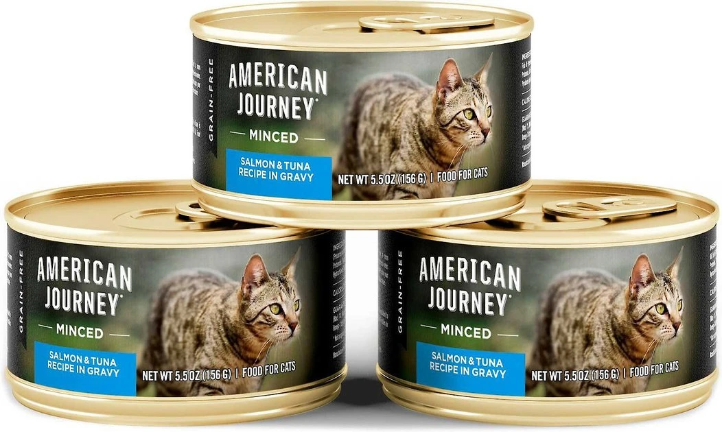 American Journey Minced Salmon & Tuna Recipe in Gravy Grain-Free Canned Cat Food, 5.5-oz, case of 24 + Wellness Minced Turkey & Salmon Entree Grain-Free Canned Cat Food, 5.5-oz, case of 24 American Journey||Wellness American Journey Minced Salmon & Tuna Recipe in Gravy Grain-Free Canned Cat Food, 5.5-oz, case of 24 + Wellness Minced Turkey & Salmon Entree Grain-Free Canned Cat Food, 5.5-oz, case of 24 -American Journey Sales 2024 297780 PT1. SY630 V1621259546