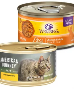 American Journey||Wellness American Journey Pate Chicken Recipe Grain-Free Canned Cat Food, 3-oz, case of 24 + Wellness Complete Health Pate Chicken Entree Grain-Free Canned Cat Food, 3-oz, case of 24