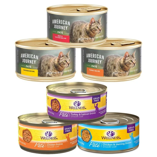 American Journey Pate Poultry & Beef Variety Pack Grain-Free Canned Cat Food, 3-oz, case of 24 + Wellness Complete Health Poultry Lovers Pate Variety Pack Grain-Free Canned Cat Food, 5.5-oz, case of 30 American Journey||Wellness American Journey Pate Poultry & Beef Variety Pack Grain-Free Canned Cat Food, 3-oz, case of 24 + Wellness Complete Health Poultry Lovers Pate Variety Pack Grain-Free Canned Cat Food, 5.5-oz, case of 30 -American Journey Sales 2024 297792 MAIN. SY630 V1621302442