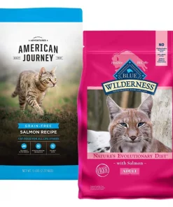 American Journey||Blue Buffalo American Journey Salmon Recipe Grain-Free Dry Cat Food, 5-lb bag + Blue Buffalo Wilderness Salmon Recipe Grain-Free Dry Cat Food, 5-lb bag