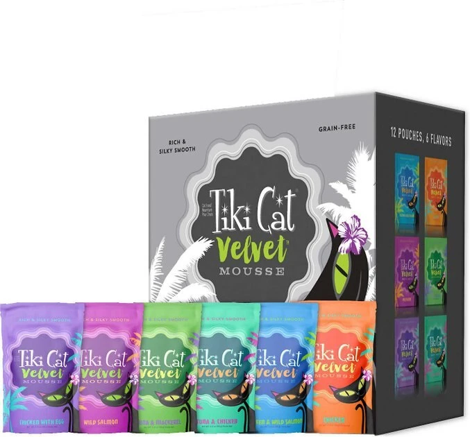 Tiki Cat Velvet Mousse Variety Pack Grain-Free Wet Cat Food, 2.8-oz pouch, case of 12 + American Journey Landmark Broths Tuna, Shrimp and Whitefish Recipe Wet Cat Food Complement Pouches, 1.4 oz case of 16 Tiki Cat||American Journey Tiki Cat Velvet Mousse Variety Pack Grain-Free Wet Cat Food, 2.8-oz pouch, case of 12 + American Journey Landmark Broths Tuna, Shrimp and Whitefish Recipe Wet Cat Food Complement Pouches, 1.4 oz case of 16 -American Journey Sales 2024 298552 PT1. SY630 V1623199673