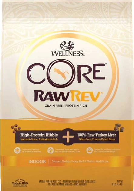 Wellness CORE RawRev Grain-Free Indoor Recipe with Freeze-Dried Turkey Liver Dry Cat Food, 10-lb bag + American Journey 100% Chicken Freeze-Dried Grain-Free Cat Treats, 5-oz bag Wellness||American Journey Wellness CORE RawRev Grain-Free Indoor Recipe with Freeze-Dried Turkey Liver Dry Cat Food, 10-lb bag + American Journey 100% Chicken Freeze-Dried Grain-Free Cat Treats, 5-oz bag -American Journey Sales 2024 298718 PT1. SY630 V1623195158