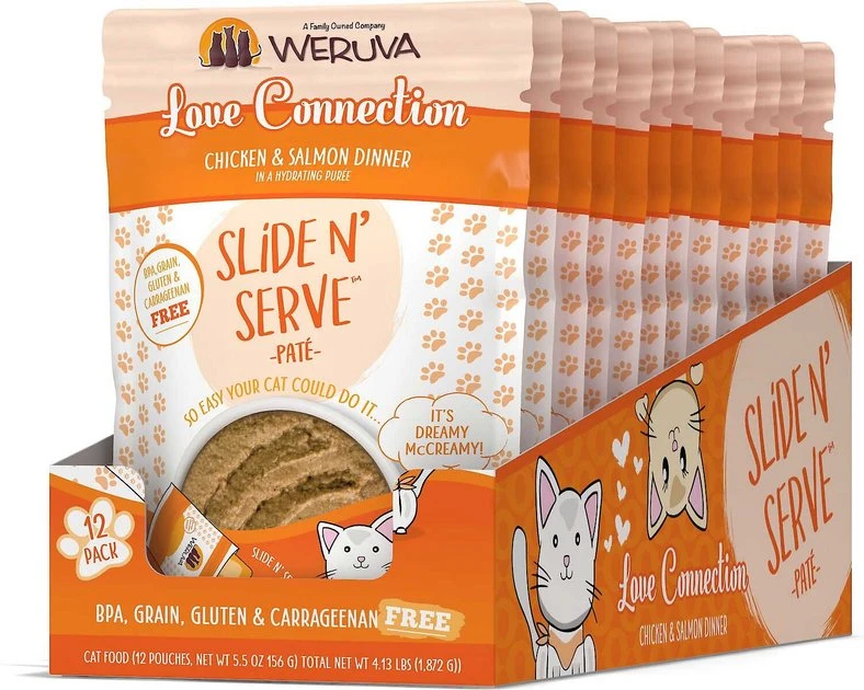 Weruva Slide N' Serve Love Connection Chicken & Salmon Dinner Pate Grain-Free Cat Food Pouches, 5.5-oz pouch, case of 12 + American Journey 100% Chicken Freeze-Dried Grain-Free Cat Treats, 5-oz bag Weruva||American Journey Weruva Slide N' Serve Love Connection Chicken & Salmon Dinner Pate Grain-Free Cat Food Pouches, 5.5-oz pouch, case of 12 + American Journey 100% Chicken Freeze-Dried Grain-Free Cat Treats, 5-oz bag -American Journey Sales 2024 298768 PT3. SY630 V1623203863