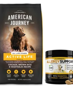 American Journey||PetHonesty American Journey Active Life Formula Chicken, Brown Rice & Vegetables Recipe Dog Food + PetHonesty Allergy Support Immunity Strength & Digestive Health Soft Chews Dog Supplement