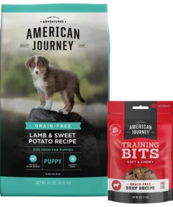 American Journey Puppy Lamb & Sweet Potato Recipe Grain-Free Dry Food + Beef Recipe Grain-Free Soft & Chewy Training Bits Dog Treats