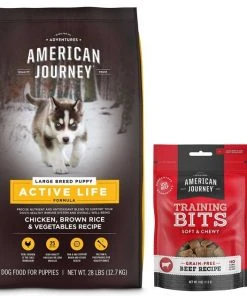 American Journey Active Life Formula Large Breed Puppy Chicken, Brown Rice & Vegetables Recipe Dry Food + Beef Recipe Grain-Free Soft & Chewy Training Bits Dog Treats