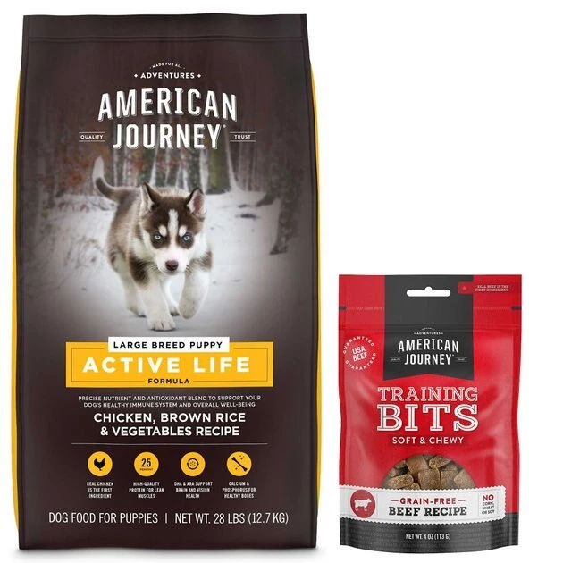 American Journey Active Life Formula Large Breed Puppy Chicken, Brown Rice & Vegetables Recipe Dry Food + Beef Recipe Grain-Free Soft & Chewy Training Bits Dog Treats American Journey Active Life Formula Large Breed Puppy Chicken, Brown Rice & Vegetables Recipe Dry Food + Beef Recipe Grain-Free Soft & Chewy Training Bits Dog Treats -American Journey Sales 2024 302146 MAIN. SY630 V1623087153