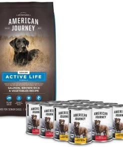 American Journey Active Life Formula Senior Salmon, Brown Rice & Vegetables Recipe Dry Food + Poultry & Beef Variety Pack Grain-Free Canned Dog Food