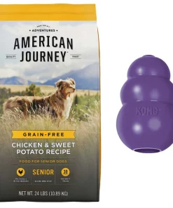 American Journey||KONG American Journey Senior Chicken & Sweet Potato Recipe Grain-Free Dry Food + KONG Senior Dog Toy, Large
