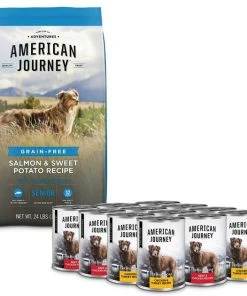 American Journey Senior Salmon & Sweet Potato Recipe Grain-Free Dry Food + Poultry & Beef Variety Pack Grain-Free Canned Dog Food