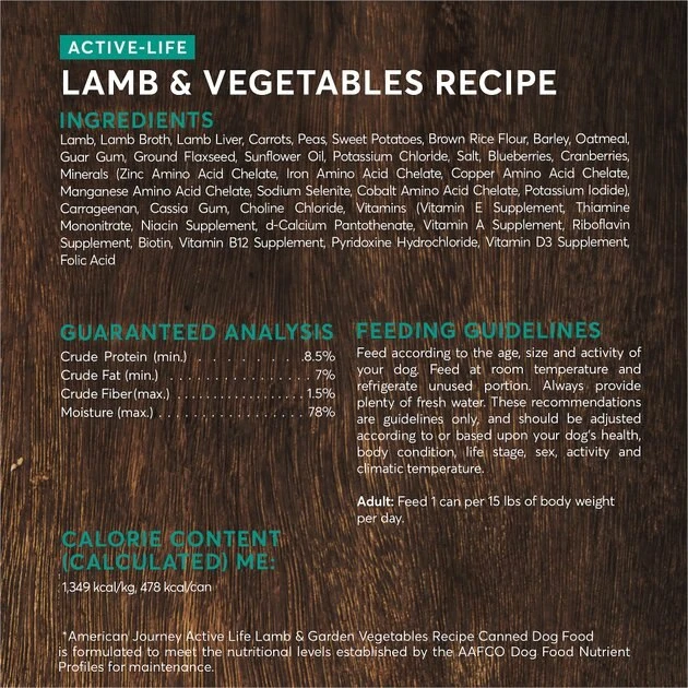 American Journey Active Life Formula Lamb & Garden Vegetables Recipe Canned Dog Food + Lamb, Brown Rice & Vegetables Recipe Dry Food American Journey Active Life Formula Lamb & Garden Vegetables Recipe Canned Dog Food + Lamb, Brown Rice & Vegetables Recipe Dry Food -American Journey Sales 2024 516534 PT3. SY630 V1649371888