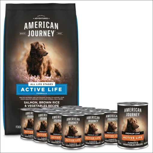 American Journey Active Life Formula Turkey & Garden Vegetables Recipe Canned Food + Salmon, Brown Rice & Vegetables Recipe Dry Dog Food -American Journey Sales 2024 570038 MAIN. SY630 V1657660051