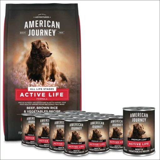 American Journey Active Life Formula Beef & Garden Vegetables Recipe Canned Food + Beef, Brown Rice & Vegetables Recipe Dry Dog Food -American Journey Sales 2024 570046 MAIN. SY630 V1657660051